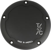 Thrashin Supply Co. Dished Derby Cover In Black For 1999-2017 Dyna, 2007-2018 Softail and 2007-2015 Touring and Trike