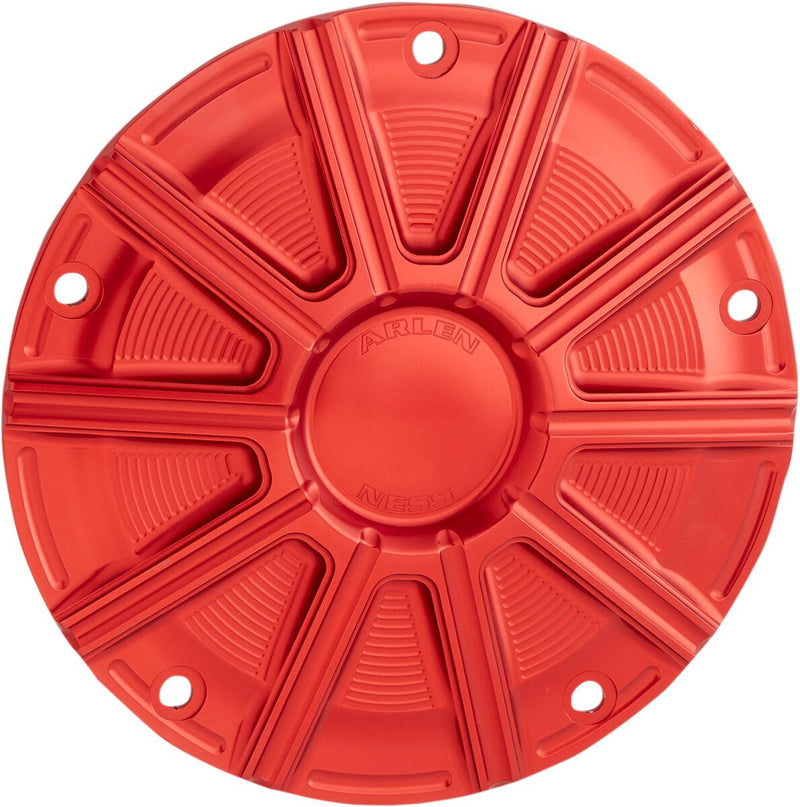 Arlen Ness Red Anodised 10-Gauge Derby Cover for Various Various Harley-Davidson Motorcycles (See Fitment List) #700-022
