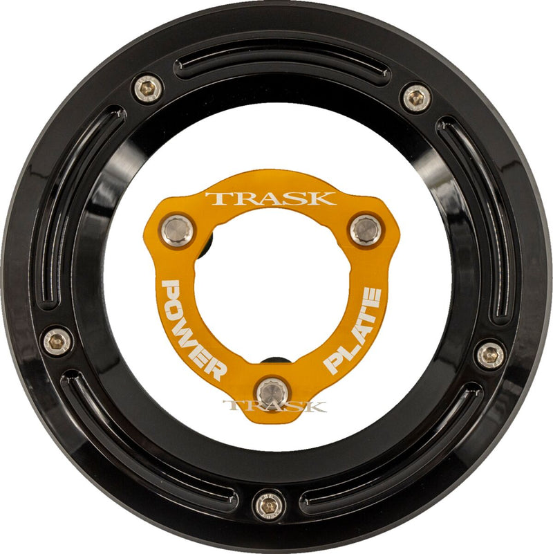 Trask Derby Cover and Power Plate Kit for 2017-2025 Harley-Davidson Black Gold #TM-0051-BK-GD