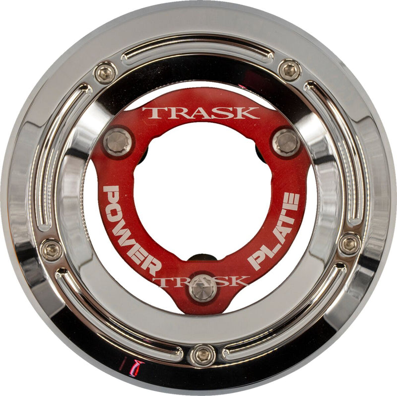 Trask Derby Cover and Power Plate Kit for 2018-2025 Harley-Davidson Chrome Red #TM-0052-CH-RD