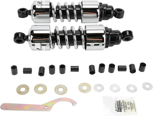 Progressive Suspension 412 Series Cruiser Shocks 412 Cruiser Series Shock Absorber Black Chrome Rear Coilover Monotube Steel Pair