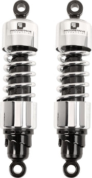 Progressive Suspension Chrome 412 Series 12" American-Tuned Gas Shocks - 115/155 Spring Rate (lbs/in) for 2006-2026 Harley-Davidson Touring Motorcycles