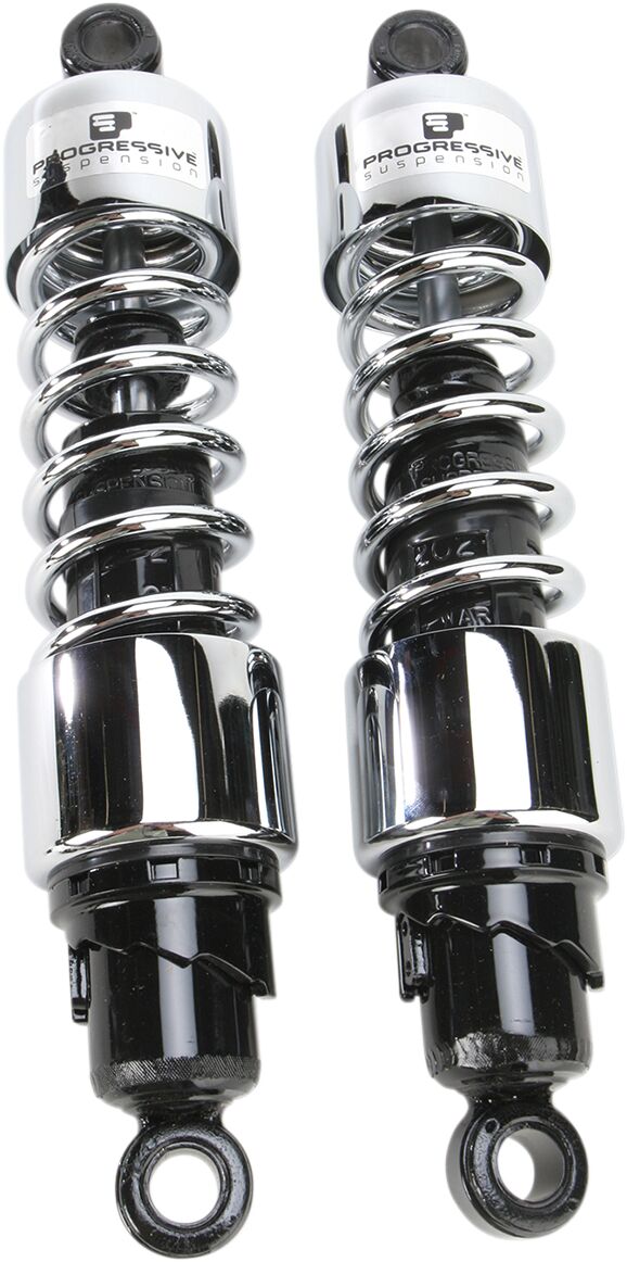 Progressive Suspension 412 Series Cruiser Shocks 412 Cruiser Series Shock Absorber Black Chrome Rear Coilover Monotube Steel Pair