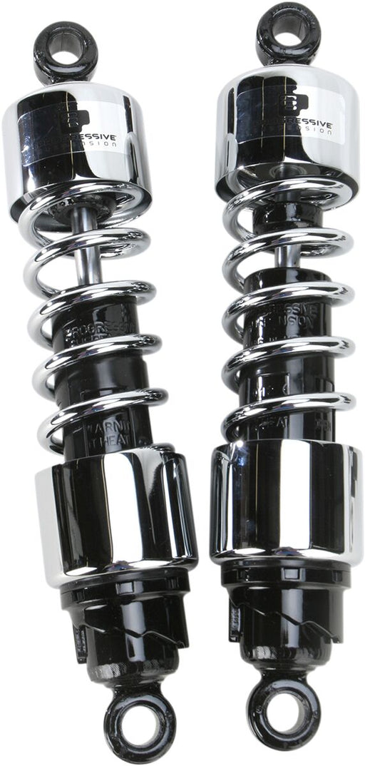 Progressive Suspension 412 Series Cruiser Shocks 412 Cruiser Series Shock Absorber Black Chrome Rear Coilover Monotube Steel Pair