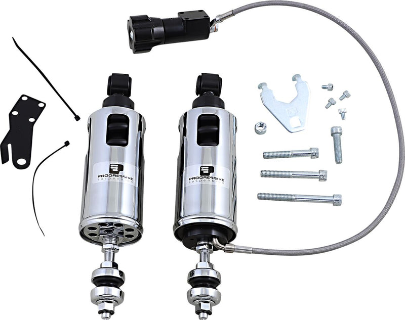 Progressive Suspension Chrome 422 Series 9.5" Shocks w/ RAP for 2000-2014 Harley-Davidson Softail Motorcycles