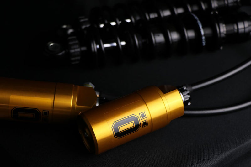 Ohlins STX 36 Blackline Twin Shock Absorber 310.5mm With Golden Reservoirs For Harley-Davidson 2014-2024 Touring Models