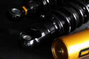 Ohlins STX 36 Blackline Twin Shock Absorber 328.5mm With Golden Reservoirs For Harley-Davidson 2014-2024 Touring Models