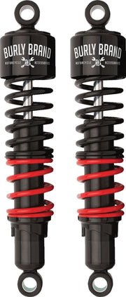 Burly Brand Stiletto Shocks for 2014-2024 Harley-Davidson Shock Absorber Black Red Pair
