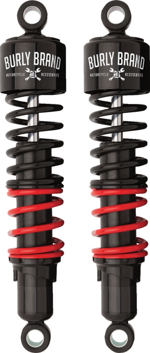 Burly Brand Stiletto Shocks for 2014-2024 Harley-Davidson Shock Absorber Black Red Pair