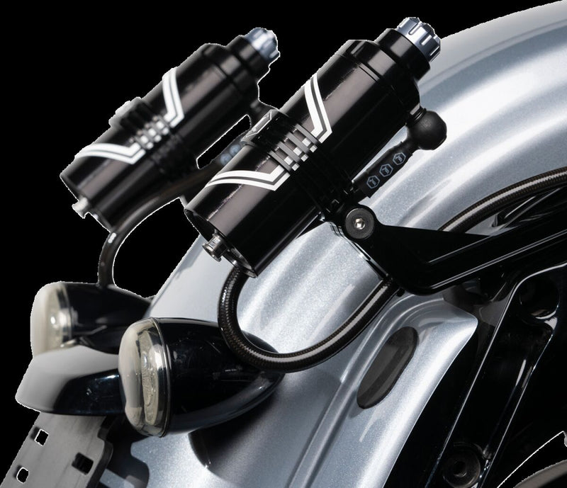 Legend Suspension REVO ARC Billet Remote Reservoir External Mounts for 2014-2025 Harley-Davidson Mounting Kit Anodised Black Billet Aluminium