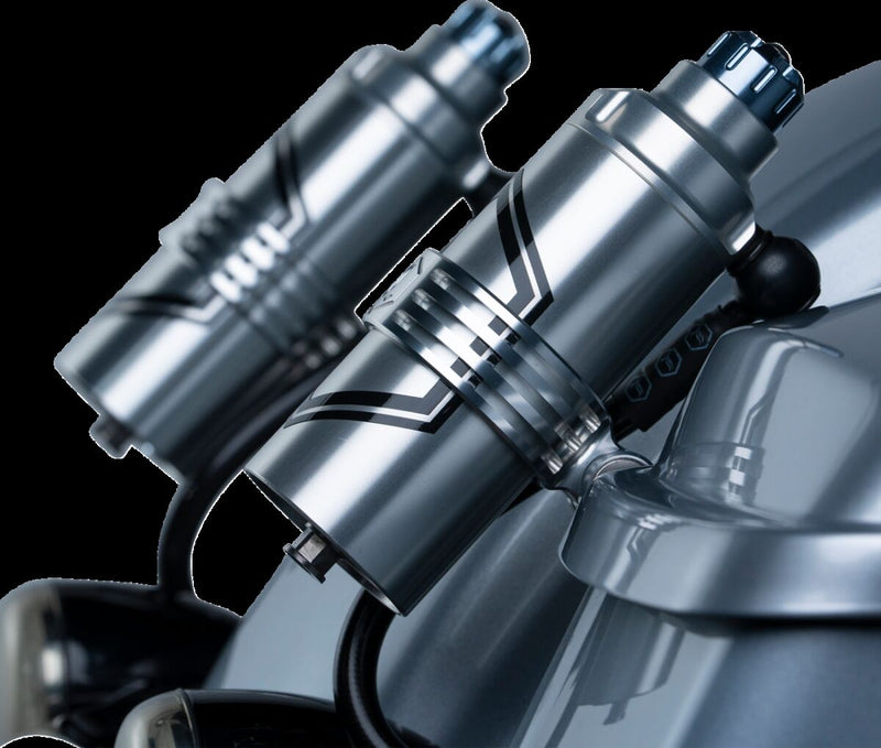 Legend Suspension REVO ARC Billet Remote Reservoir External Mounts for 2014-2025 Harley-Davidson Mounting Kit Anodised Clear Billet Aluminium