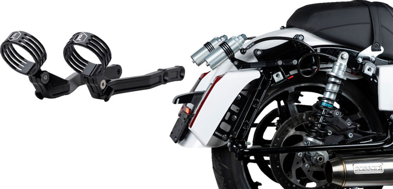 Legend Suspension REVO ARC Billet Remote Reservoir External Mounts for 2014-2025 Harley-Davidson Mounting Kit Black Pair
