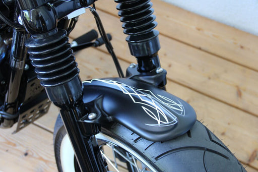 Cult Werk Front Fender Old School for 2010-2015 Harley-Davidson XL 1200 X Gloss Black ABS Plastic Each