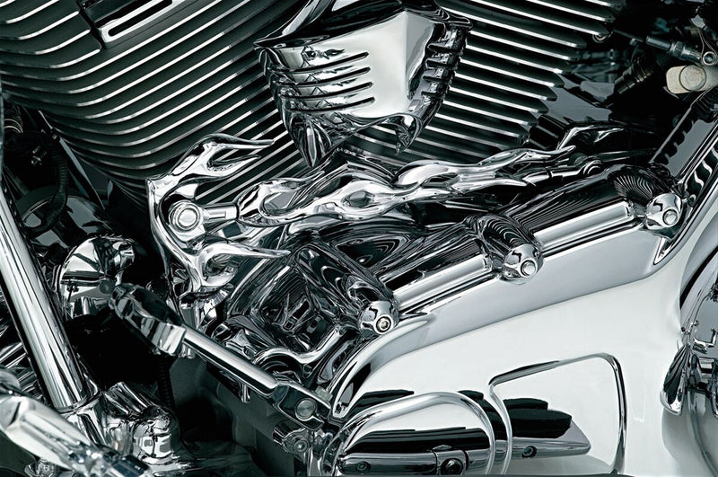 Kuryakyn Flame Shift Linkage for Harley-Davidson Touring, Trike & Softail Motorcycle In Chrome