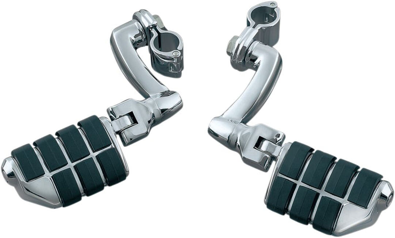 Kuryakyn Longhorn Offset Highway Pegs With Dually & 1 1/2 Inch Magnum Quick Clamps In Chrome