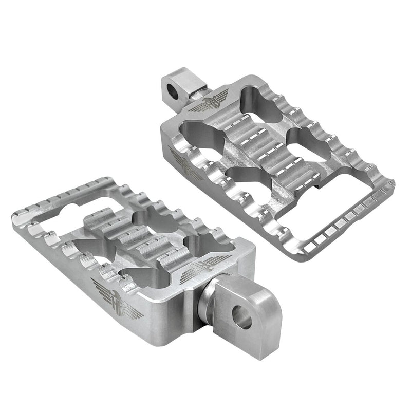 Heinz Bikes MX Passenger Footpegs In Silver For Harley-Davidson 2018-2025 Softail & 2021-2025 Sportster RH Models