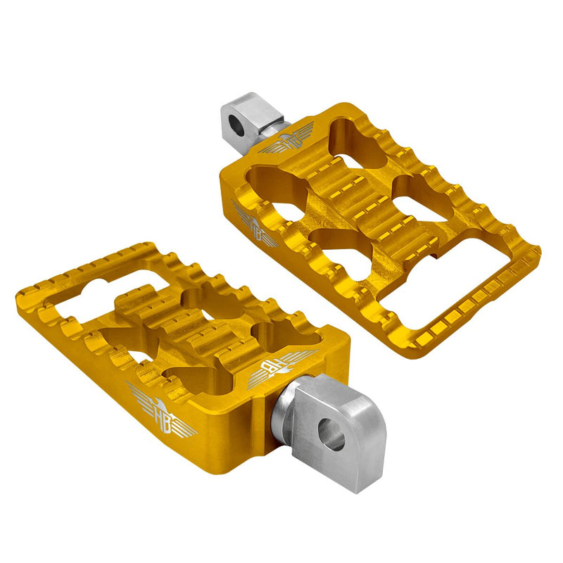 Heinz Bikes MX Driver/Passenger Footpegs In Gold For Harley-Davidson 1991-2017 Dyna, 1981-2022 Sportster & 1984-2017 Softail Models