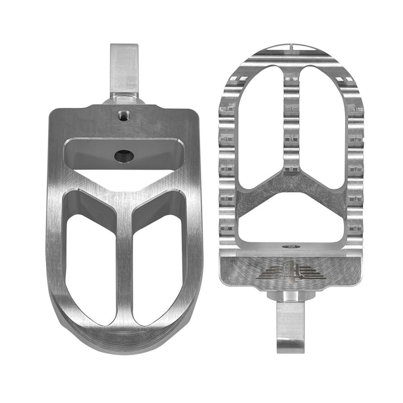 Heinz Bikes MX Driver Footpegs In Silver For Harley-Davidson 2018-2025 Softail & 2021-2025 Sportster RH Models