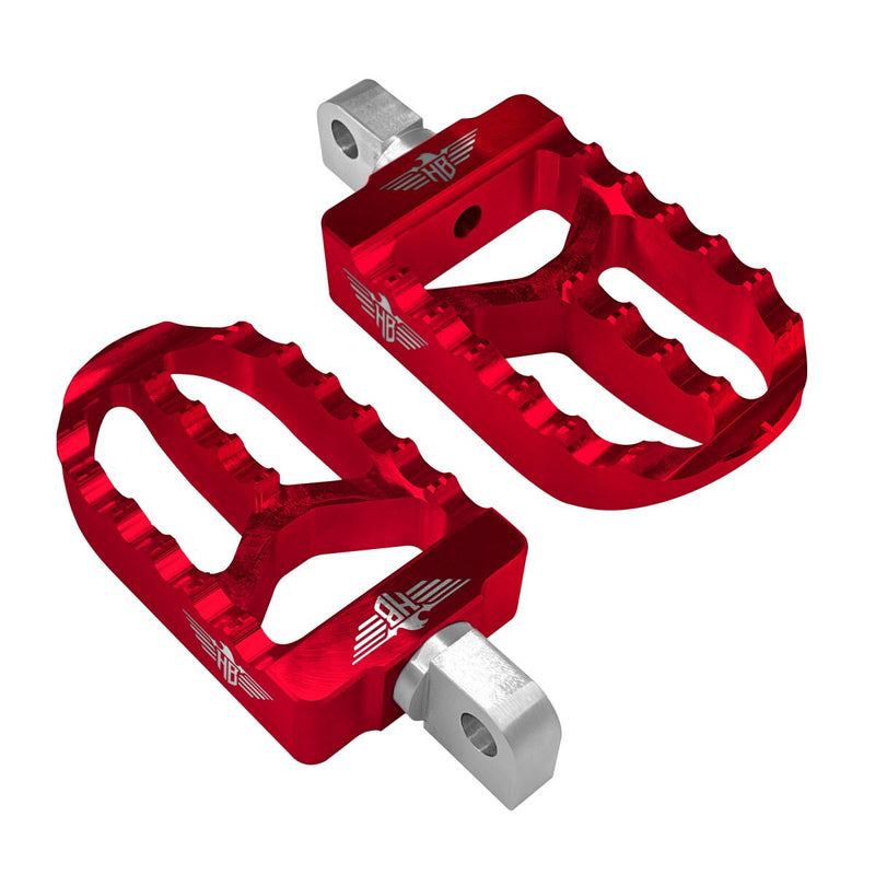 Heinz Bikes MX Driver/Passenger Footpegs In Red For Harley-Davidson 1991-2017 Dyna, 1981-2022 Sportster & 1984-2017 Softail Models