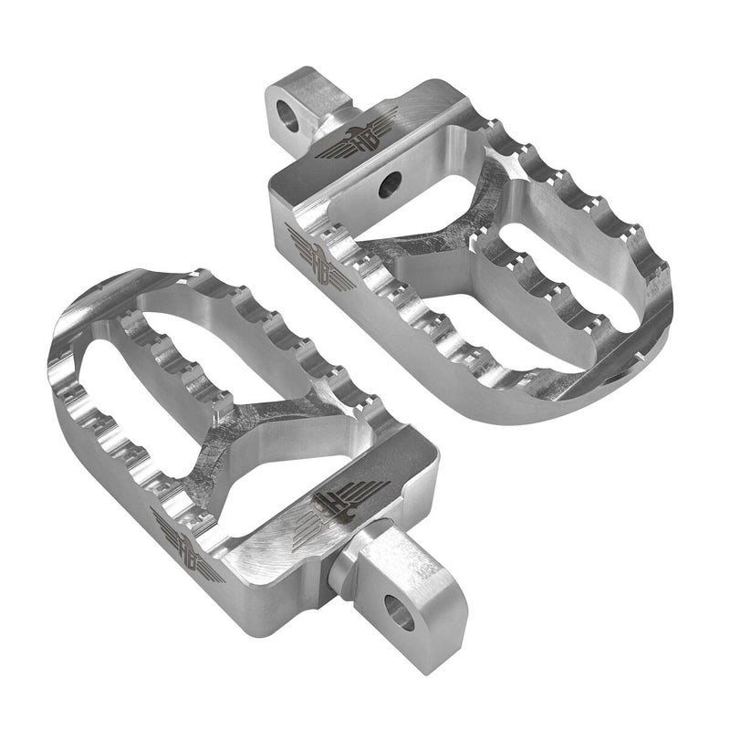 Heinz Bikes MX Driver/Passenger Footpegs In Silver For Harley-Davidson 1991-2017 Dyna, 1981-2022 Sportster & 1984-2017 Softail Models