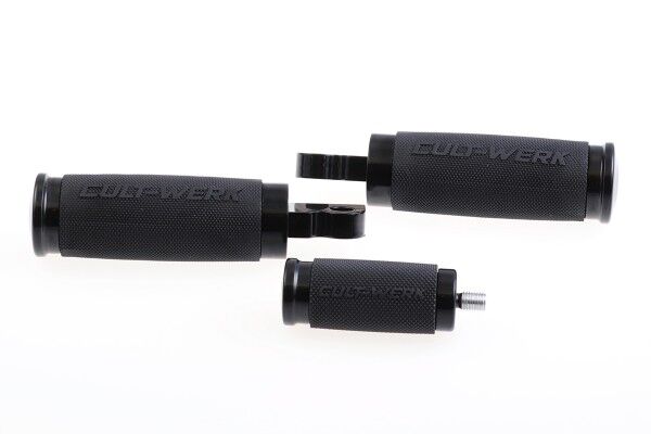 Cult Werk Footrest Set Race for 2002-2017 Harley-Davidson Racer Footrest Kit Black Aluminium Rubber