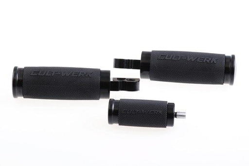 Cult Werk Footrest Set Race for 2002-2017 Harley-Davidson Racer Footrest Kit Black Aluminium Rubber