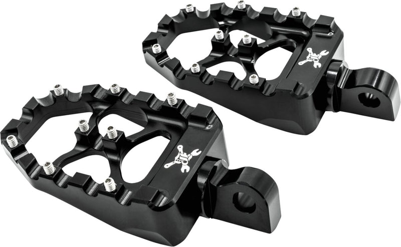 Burly Brand MX Evolution Pegs for 1997-2022 Harley-Davidson Foot Pegs Black Square Aluminium Pair