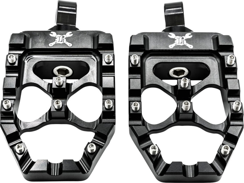 Burly Brand MX Evolution Pegs for 1997-2022 Harley-Davidson Foot Pegs Black Square Aluminium Pair