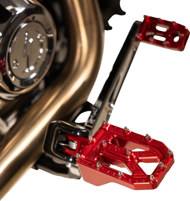 Thrashin Supply Co. Aggressor Foot Pegs for 1972-2025 Harley-Davidson Anodised Red Rear 6061 Billet Aluminium Stainless Steel Pair