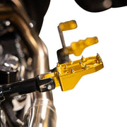 Thrashin Supply Co. Aggressor Foot Pegs for 1972-2025 Harley-Davidson Anodised Gold Rear 6061 Billet Aluminium Stainless Steel Pair