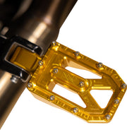 Thrashin Supply Co. Aggressor Foot Pegs for 1972-2025 Harley-Davidson Anodised Gold Rear 6061 Billet Aluminium Stainless Steel Pair #TSC-2022-5-D