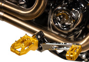 Thrashin Supply Co. Aggressor Foot Pegs for 1972-2025 Harley-Davidson Anodised Gold Rear 6061 Billet Aluminium Stainless Steel Pair #TSC-2022-5-D