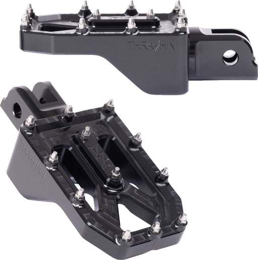 Thrashin Supply Co. Aggressor Foot Pegs for 2018-2025 Harley-Davidson Anodised Black Front 6061 Billet Aluminium Stainless Steel Pair #TSC-2022-1-SF