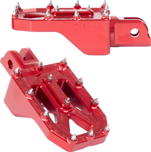 Thrashin Supply Co. Aggressor Foot Pegs for 2018-2025 Harley-Davidson Anodised Red Front 6061 Billet Aluminium Stainless Steel Pair #TSC-2022-2-SF