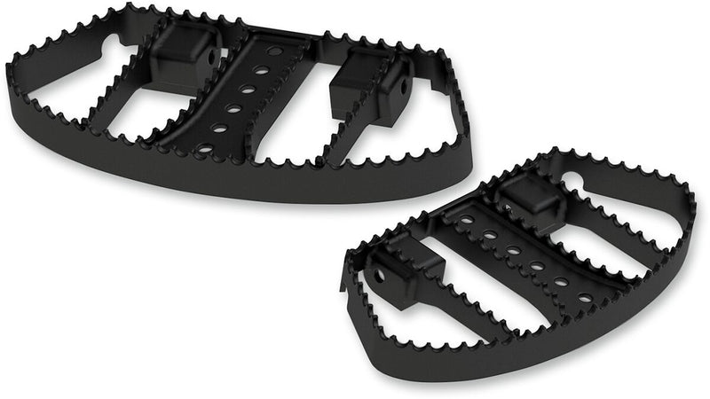 Burly Brand MX Passenger Floorboards in Satin Black Powder Coated Steel For 1986-2021 FLT/Touring, 1986-2021 FL Softail, 2006-2017 Dyna Models With Passenger Floorboard Support Brackets