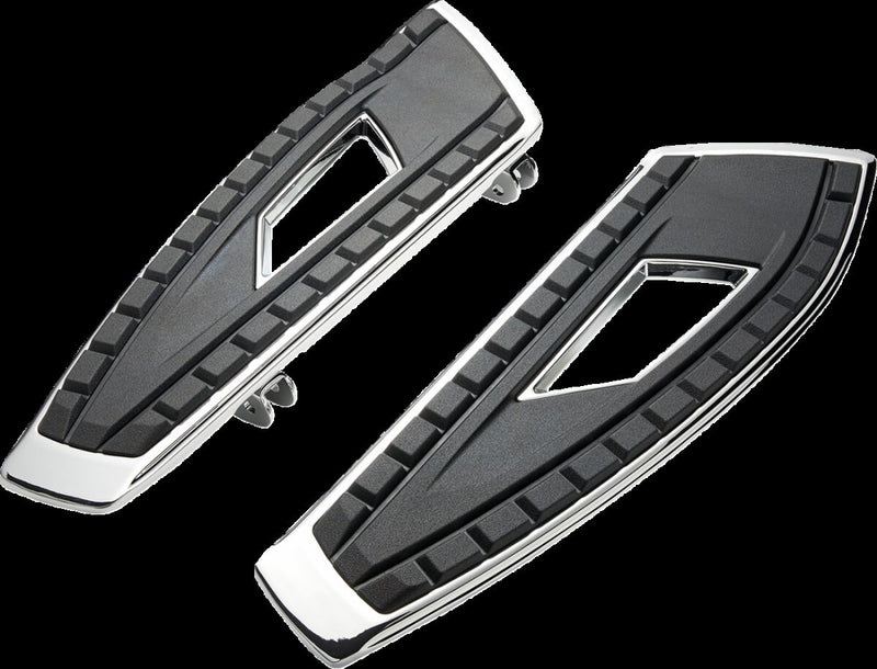 Ciro Chicane™ Floorboards for 1996, 1998-2025 Harley-Davidson Black Chrome ABS Plastic Aluminium Pair