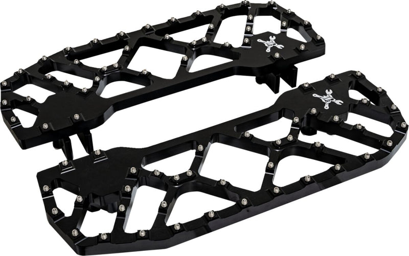 Burly Brand MX-Evolution Floorboards for 1997-2024 Harley-Davidson Black Aluminium Pair