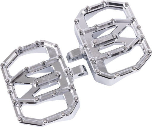 Thrashin Supply Co. Mini Aggressor Floorboards for 1972-2025 Harley-Davidson Chrome Silver 6061 Billet Aluminium Stainless Steel Pair #TSC-2031-3-D