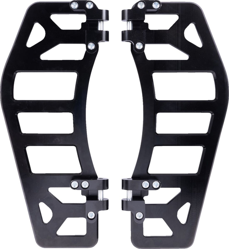 Thrashin Supply Co. Aggressor Floorboards for 1972-2025 Harley-Davidson Anodised Black 6061 Billet Aluminium Stainless Steel Pair