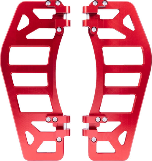 Thrashin Supply Co. Aggressor Floorboards for 1972-2025 Harley-Davidson Anodised Red 6061 Billet Aluminium Stainless Steel Pair