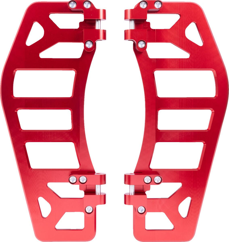 Thrashin Supply Co. Aggressor Floorboards for 1972-2025 Harley-Davidson Anodised Red 6061 Billet Aluminium Stainless Steel Pair #TSC-2219-2