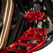 Thrashin Supply Co. Aggressor Floorboards for 1972-2025 Harley-Davidson Anodised Red 6061 Billet Aluminium Stainless Steel Pair #TSC-2219-2