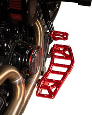 Thrashin Supply Co. Aggressor Floorboards for 1972-2025 Harley-Davidson Anodised Red 6061 Billet Aluminium Stainless Steel Pair #TSC-2219-2