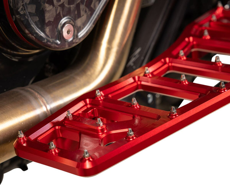 Thrashin Supply Co. Aggressor Floorboards for 1972-2025 Harley-Davidson Anodised Red 6061 Billet Aluminium Stainless Steel Pair #TSC-2219-2
