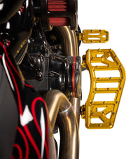 Thrashin Supply Co. Aggressor Floorboards for 1972-2025 Harley-Davidson Anodised Gold 6061 Billet Aluminium Stainless Steel Pair #TSC-2219-5