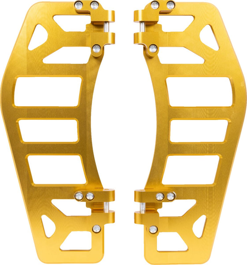 Thrashin Supply Co. Aggressor Floorboards for 1972-2025 Harley-Davidson Anodised Gold 6061 Billet Aluminium Stainless Steel Pair #TSC-2219-5