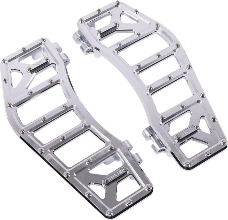Thrashin Supply Co. Aggressor Floorboards for 1972-2025 Harley-Davidson Chrome Silver 6061 Billet Aluminium Stainless Steel Pair #TSC-2219-3