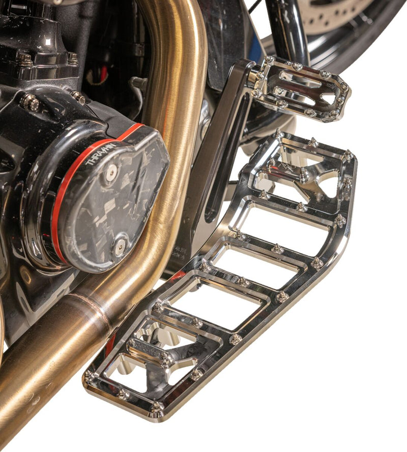 Thrashin Supply Co. Aggressor Floorboards for 1972-2025 Harley-Davidson Chrome Silver 6061 Billet Aluminium Stainless Steel Pair #TSC-2219-3