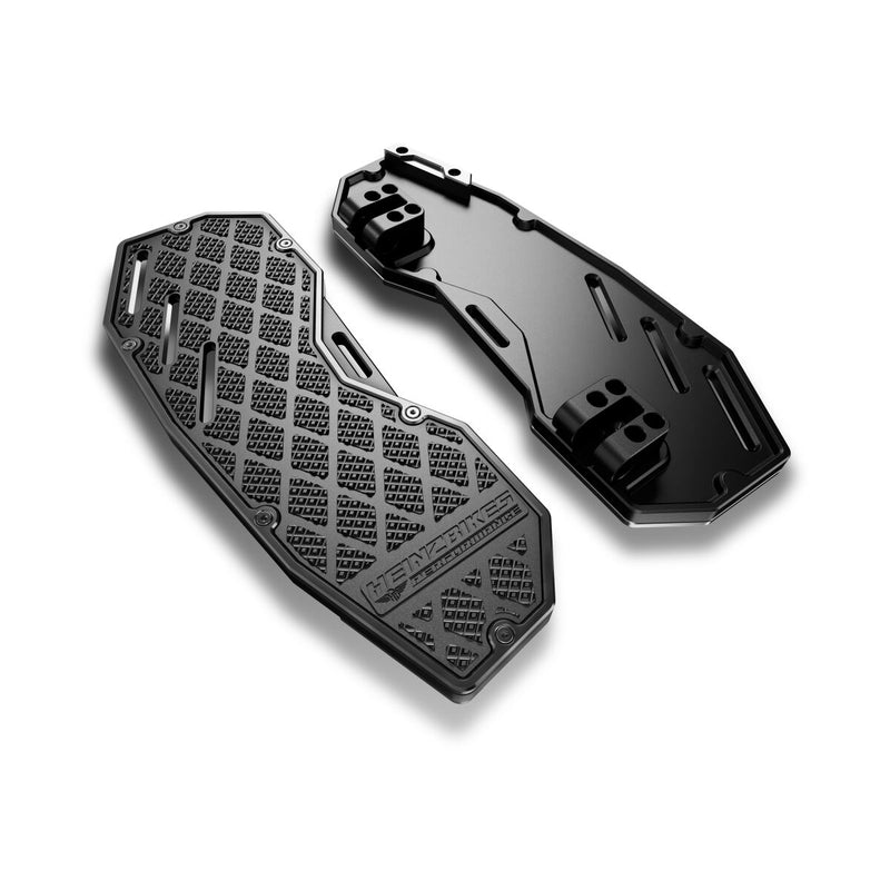 Heinz Bikes Performance Floorboards for 1980-2025 Harley-Davidson Black Bolt-On 6061 Billet Aluminium Pair #HB-PFB-B