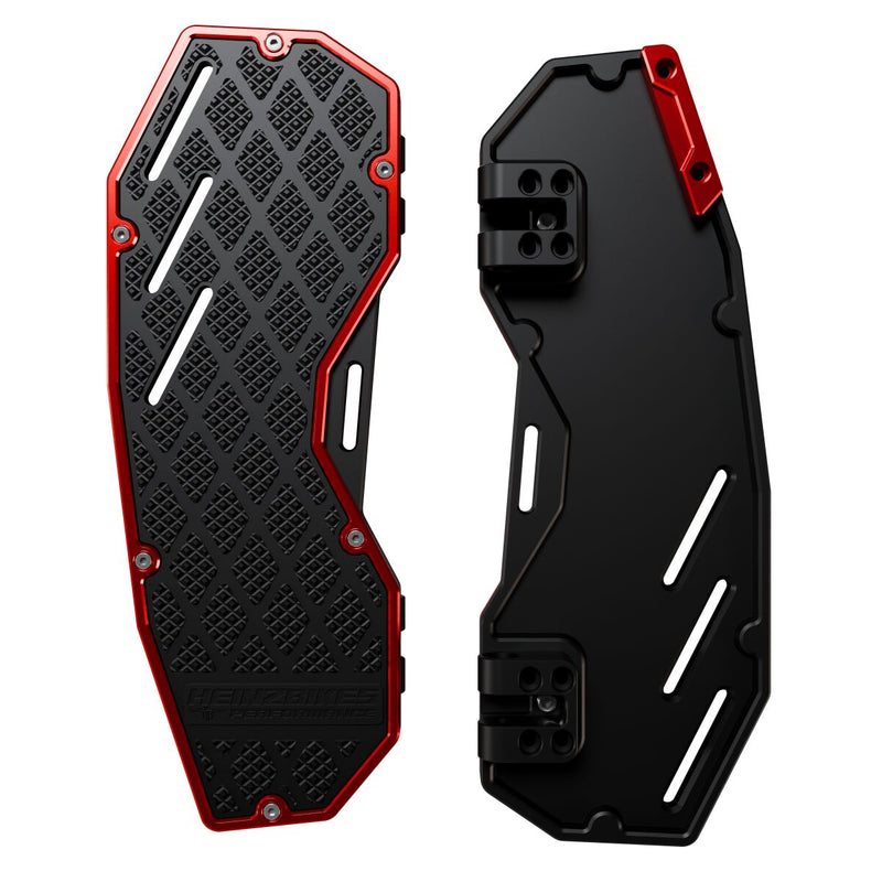 Heinz Bikes Performance Floorboards for 1980-2025 Harley-Davidson Red Black Bolt-On 6061 Billet Aluminium Pair #HB-PFB-R